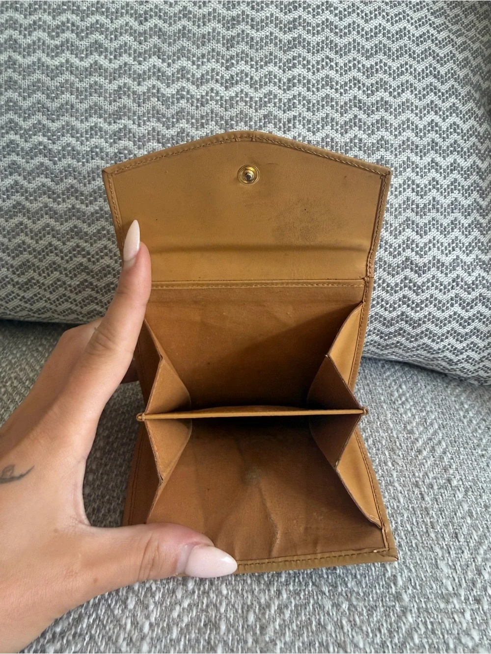 Vintage Celine Macadam Canvas & Tan Leather Bifold Wallet Coin Purse